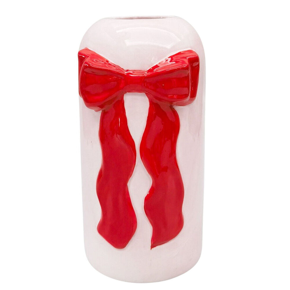 Urban 22x12cm Red/Pink Ceramic Tall Bow Home Decor Flower Vase