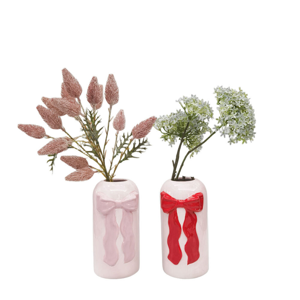 Urban Ceramic Tall Bow Home Decor Flower Vase 22x12cm Red/Pink (2 Pack) — image 3
