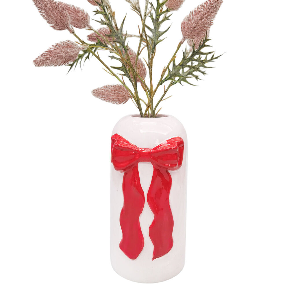Urban Ceramic Tall Bow Home Decor Flower Vase 22x12cm Red/Pink (2 Pack) — image 4
