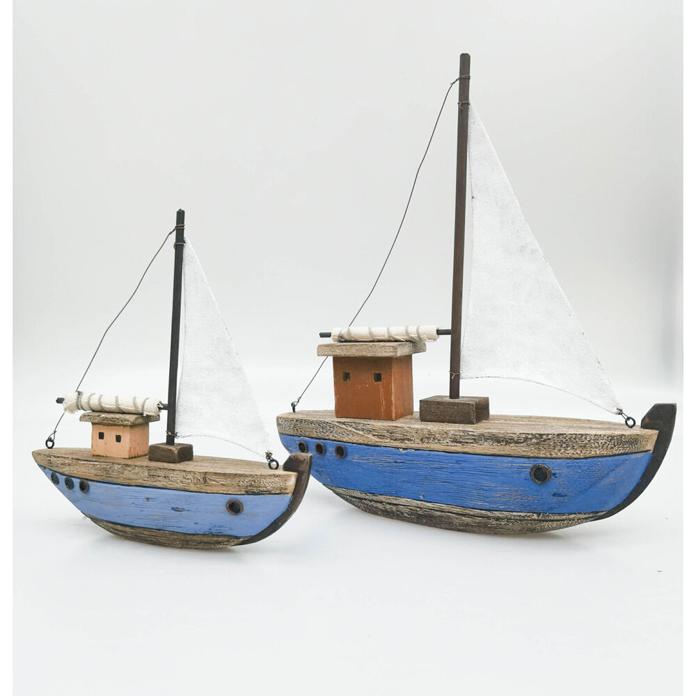 Urban 21x19cm Blue/Natural Wooden Drift Boat Table Decorative Ornament — image 2
