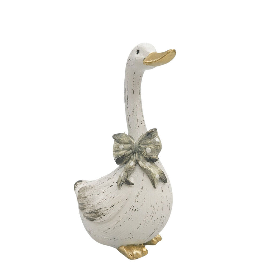 Urban Goose w/ Bow Resin Decorative Ornament Small 15x10cm White (2 Pack) — image 2