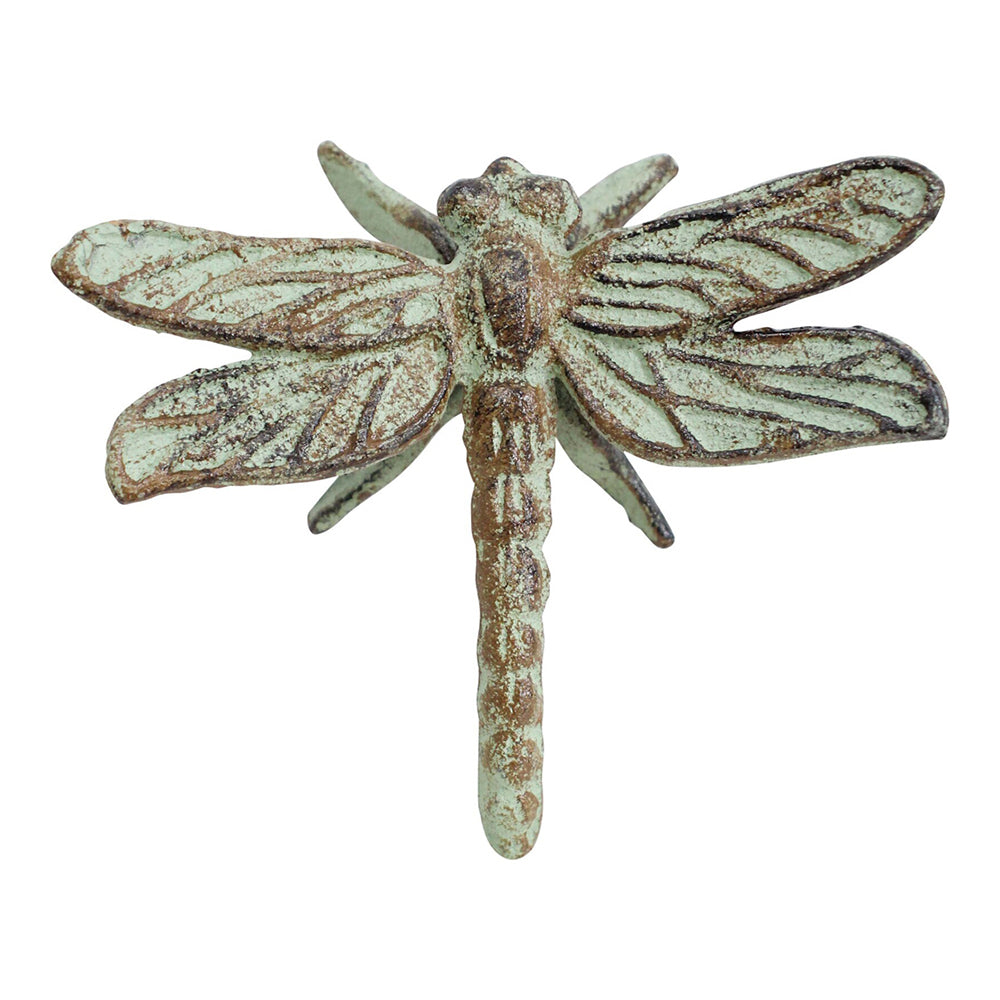 LVD Cast Iron Antique 12cm Sitting Dragonfly Ornament Figurine Garden Decor Green — image 2
