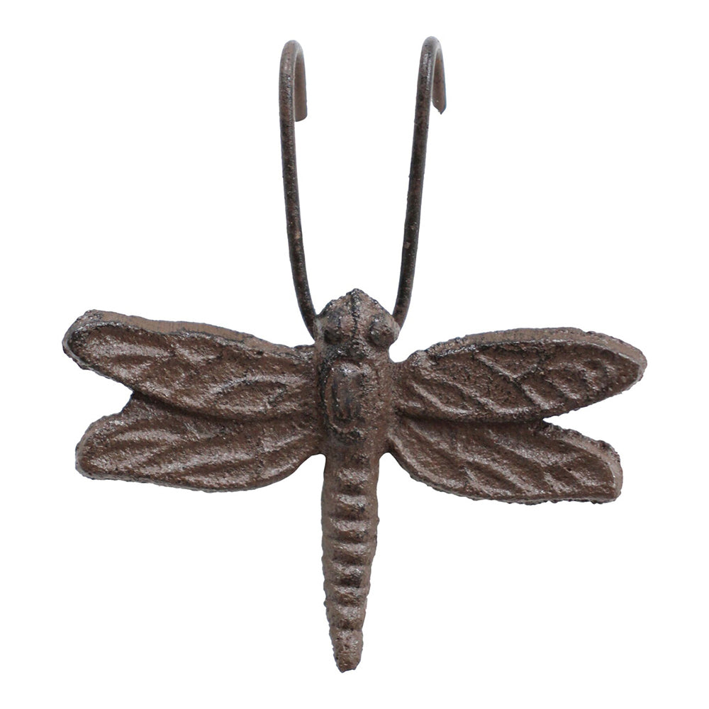 LVD Rustic 8.5cm Pot Hanger Dragonfly Ornament Figurine Sculpture Garden Decor Brown