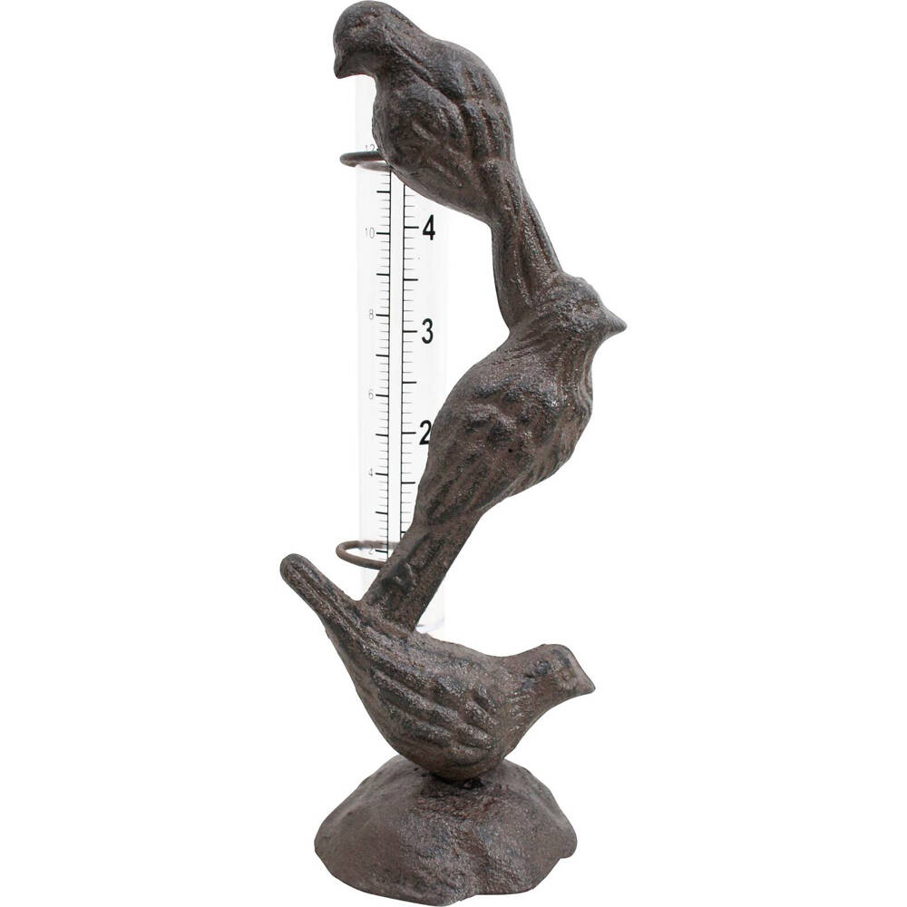 LVD Cast Iron Rain Gauge Birds Home/Garden Decor Outdoor Display 7x20cm Brown (2 Pack) — image 2