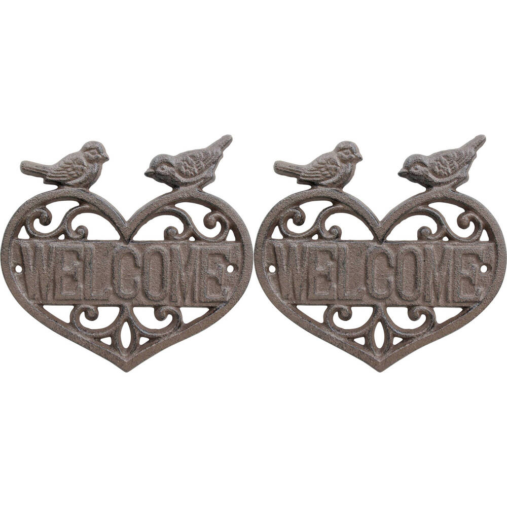 LVD Sign Welcome Love Birds Wall Mounted Outdoor Garden/Patios Decor 19cm (2 Pack)