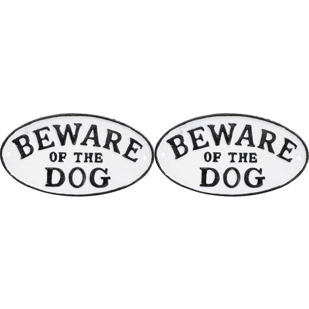 LVD Sign Beware Dog Wall Mount Outdoor Garden/Patios Display Decor 23x12.5cm (2 Pack)