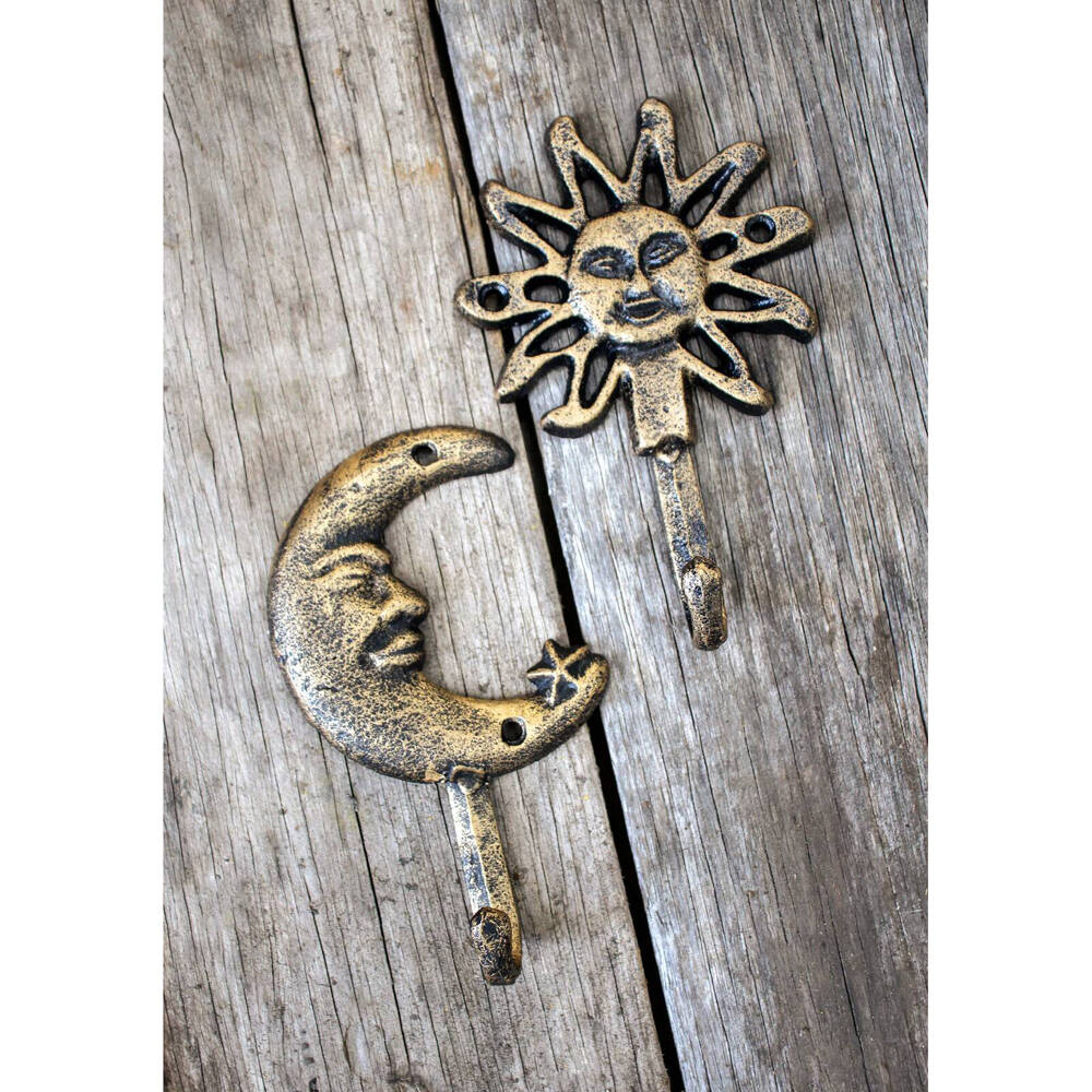 LVD Cast Iron Wall Hook Hanger Home Organiser Decor 9x16cm Celestial Moon — image 2