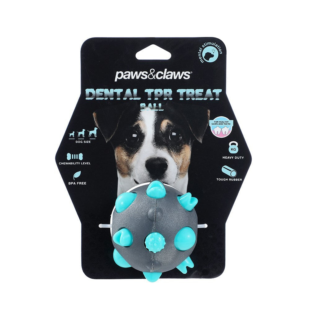 Paws and Claws Paws & Claws Dog/Pet 8cm Rubber Treat Ball Puppy Interactive Dental Chew Toy