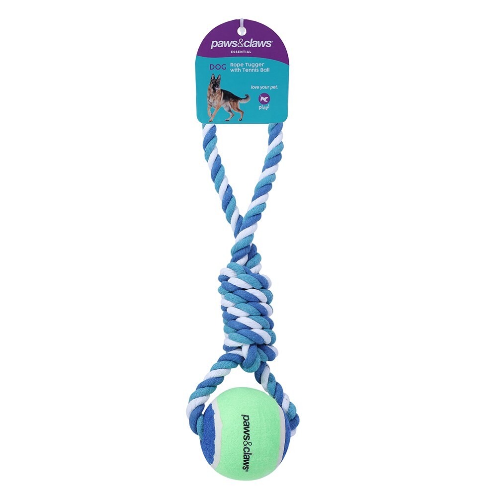 Paws and Claws Paws & Claws Pet/Dog 34cm Rope Tugger/Tennis Ball Interactive Play Toy Assorted — image 4