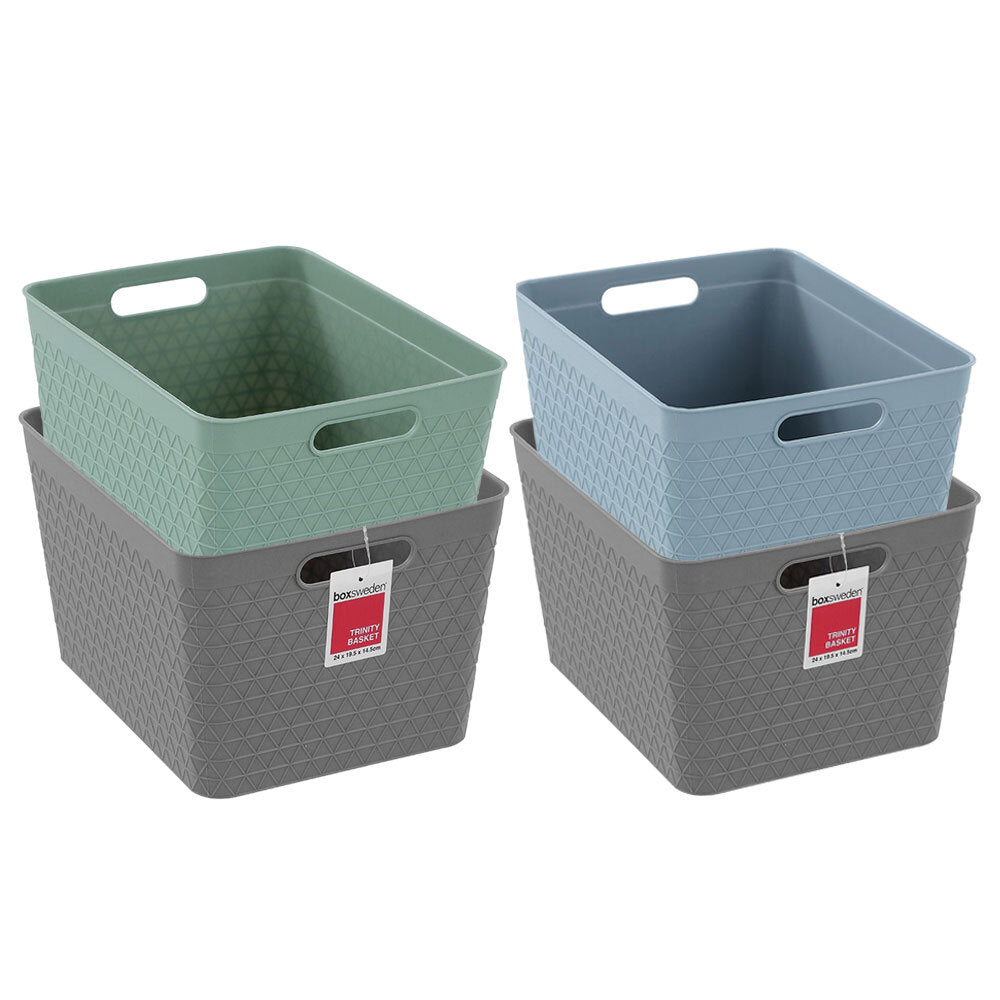 Boxsweden Trinity 24cm Basket Home Organiser Storage/Container w/Handle Asst (4 Pack)