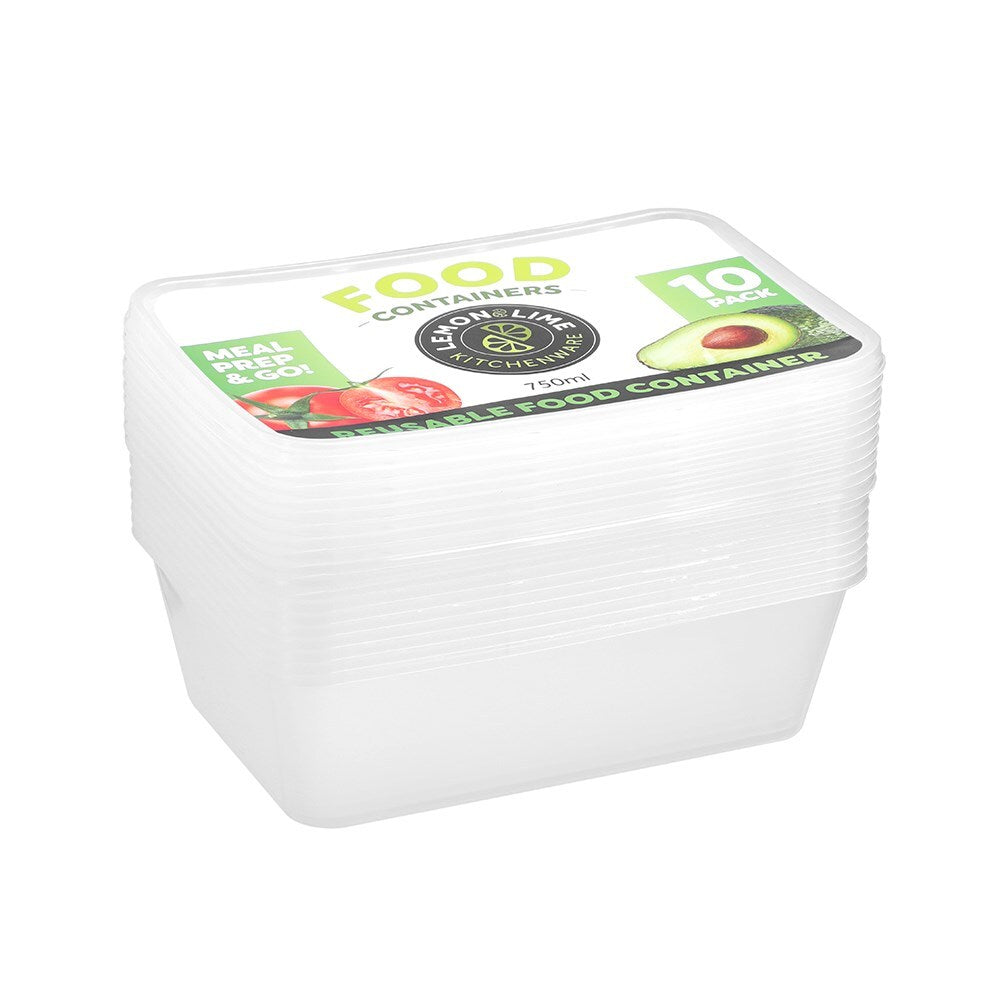 Lemon and Lime Reusable Takeaway Food Storage Container Box Rectangular 750ml (40 Pieces) — image 3