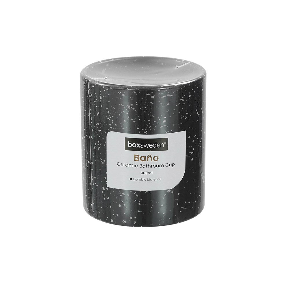 Boxsweden Bano 9cm Ceramic Bathroom Cup Toothbrush Holder Storage Black Speckle — image 2