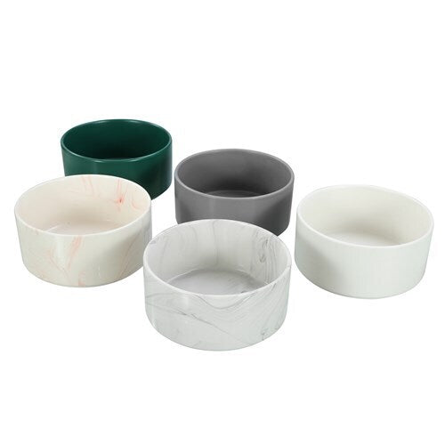 Paws and Claws 19cm/1.8L Food/Water Ceramic Pet Bowl Marble Assorted Grey/Pink (2 Pack) — image 2