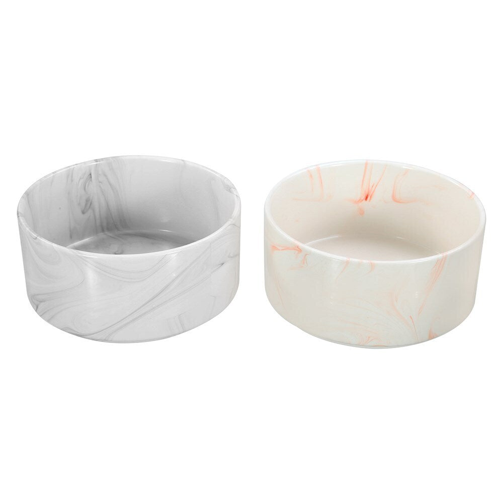 Paws and Claws 19cm/1.8L Food/Water Ceramic Pet Bowl Marble Assorted Grey/Pink (2 Pack) — image 3
