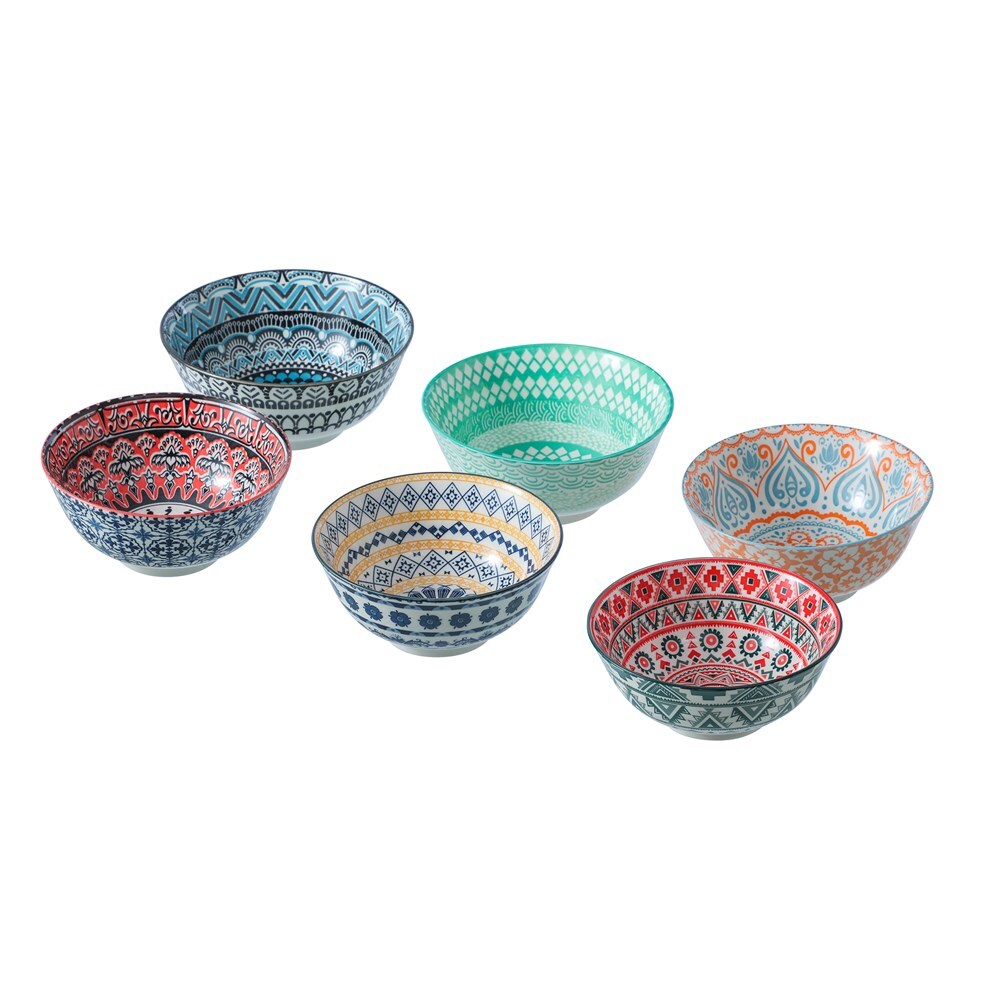 Lemon and Lime Moroccan Deco 18cm Ceramic Serving Food/Soup Bowl Round Asstd (3 Pack) — image 2