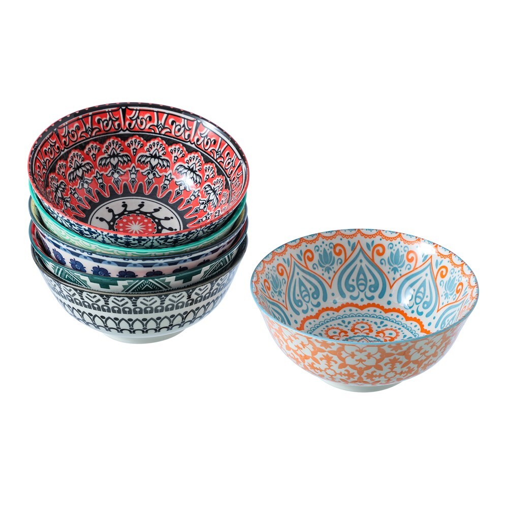 Lemon and Lime Moroccan Deco 18cm Ceramic Serving Food/Soup Bowl Round Asstd (3 Pack) — image 5