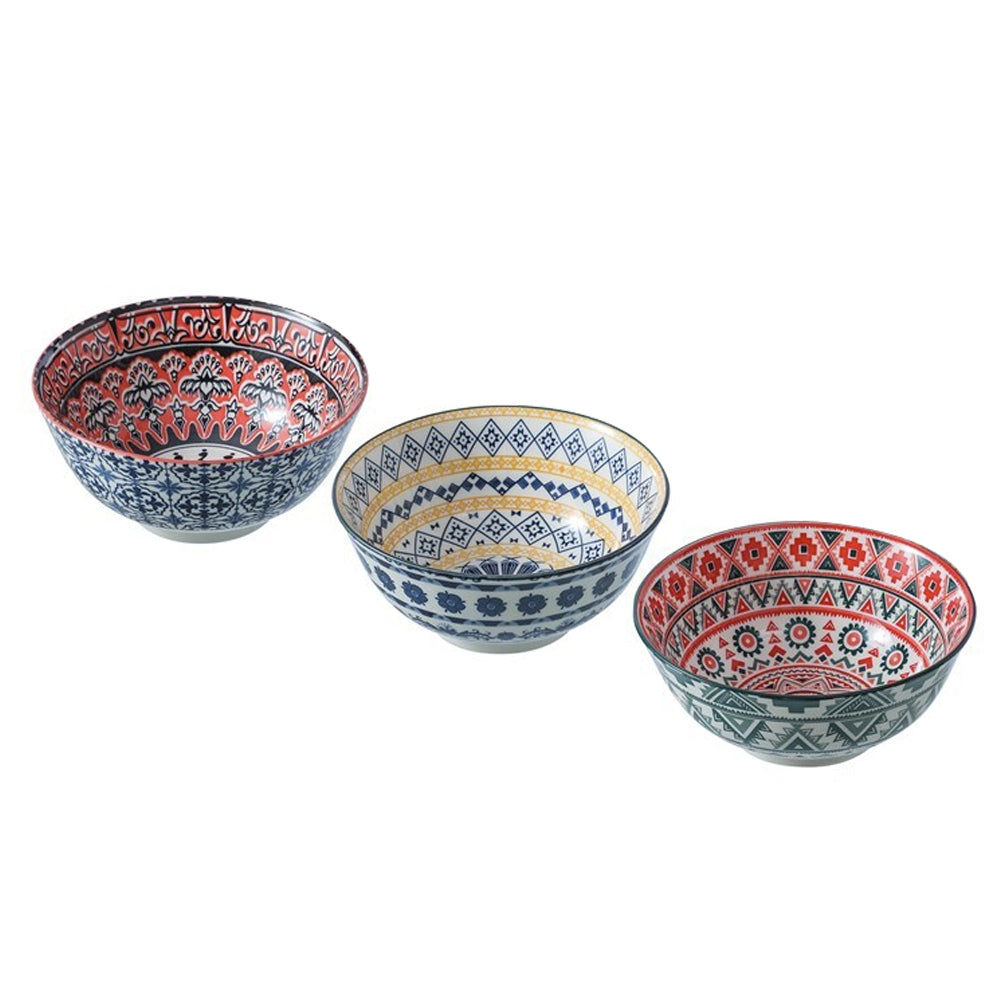 Lemon and Lime Moroccan Deco 18cm Ceramic Serving Food/Soup Bowl Round Asstd (3 Pack)