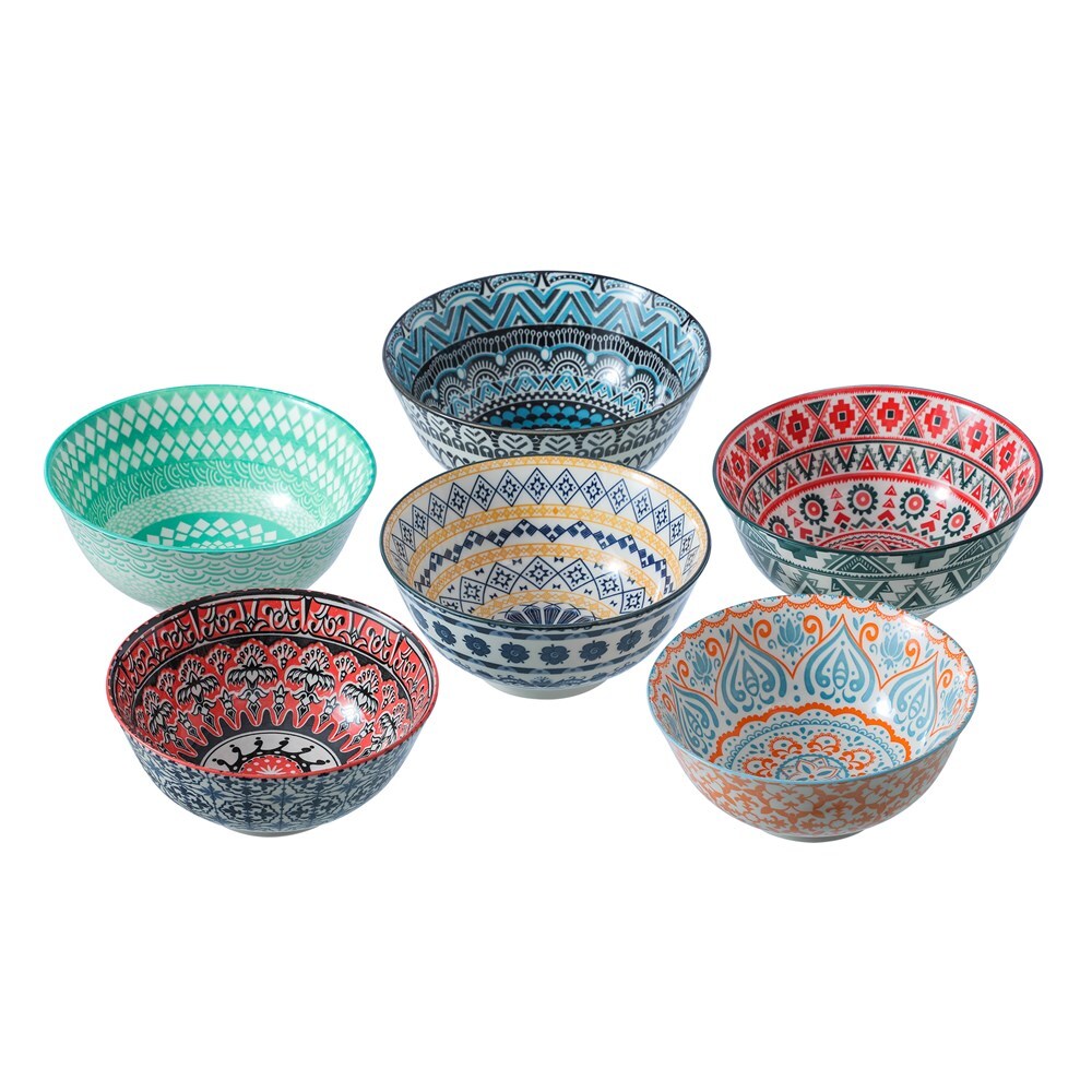 Lemon and Lime Moroccan Deco 18cm Ceramic Serving Food/Soup Bowl Round Asstd (3 Pack) — image 4