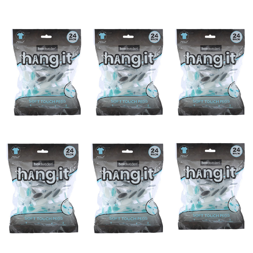 Boxsweden 24PK Boxsweden Hangit Soft Touch Clothes Pegs Oval Laundry Clip Undergarment (6 Pack)