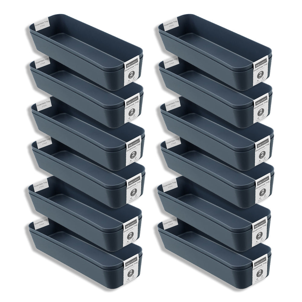 Boxsweden 2PK Boxsweden Essentials 26x8.5cm Sort Tray Organiser Storage Rectangle Asst (12 Pack)