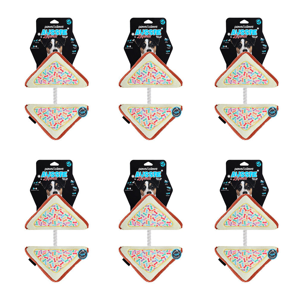 Paws and Claws Pawsnclaws 23cm Aussie Legends Fairy Bread w/ Squeaker Dog/Pet Plush Toy (6 Pack)