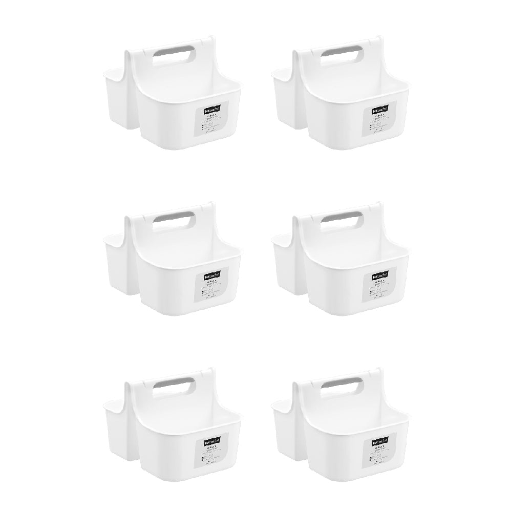 Boxsweden 2-Compartment Bathroom Caddy Storage Organiser Lrg 31x24.5cm White (6 Pack)