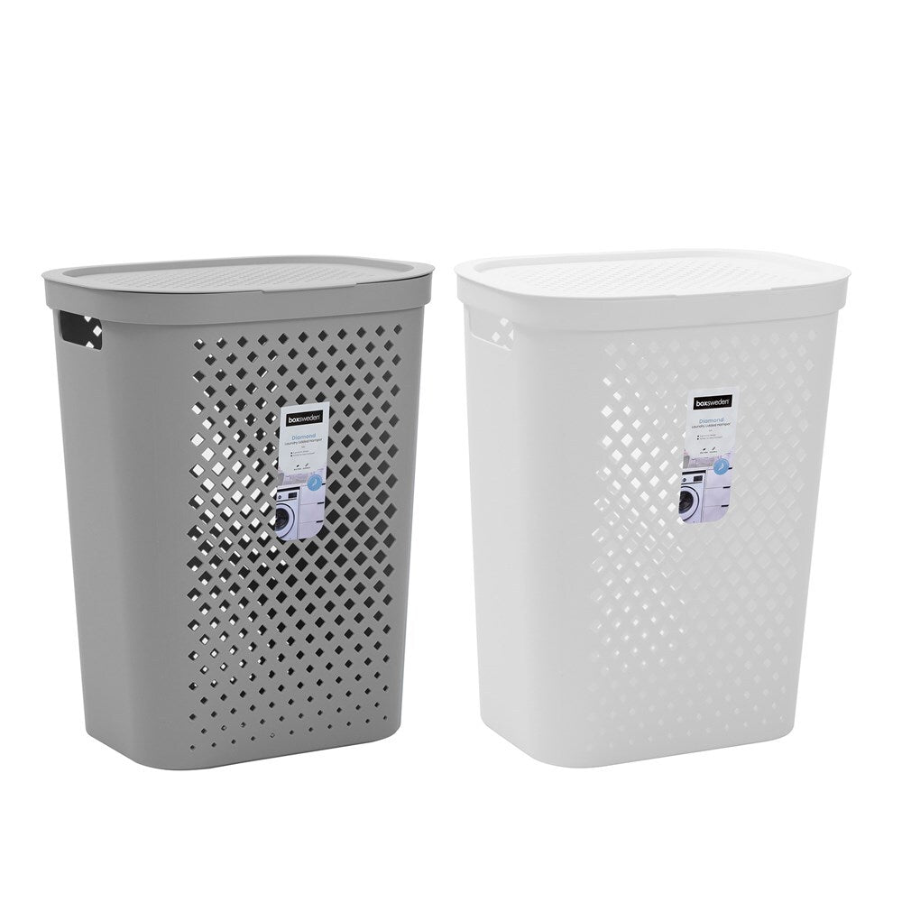 Boxsweden Diamond 56L Laundry Basket Dirty Clothes Hamper Storage Assorted (2 Pack) — image 3