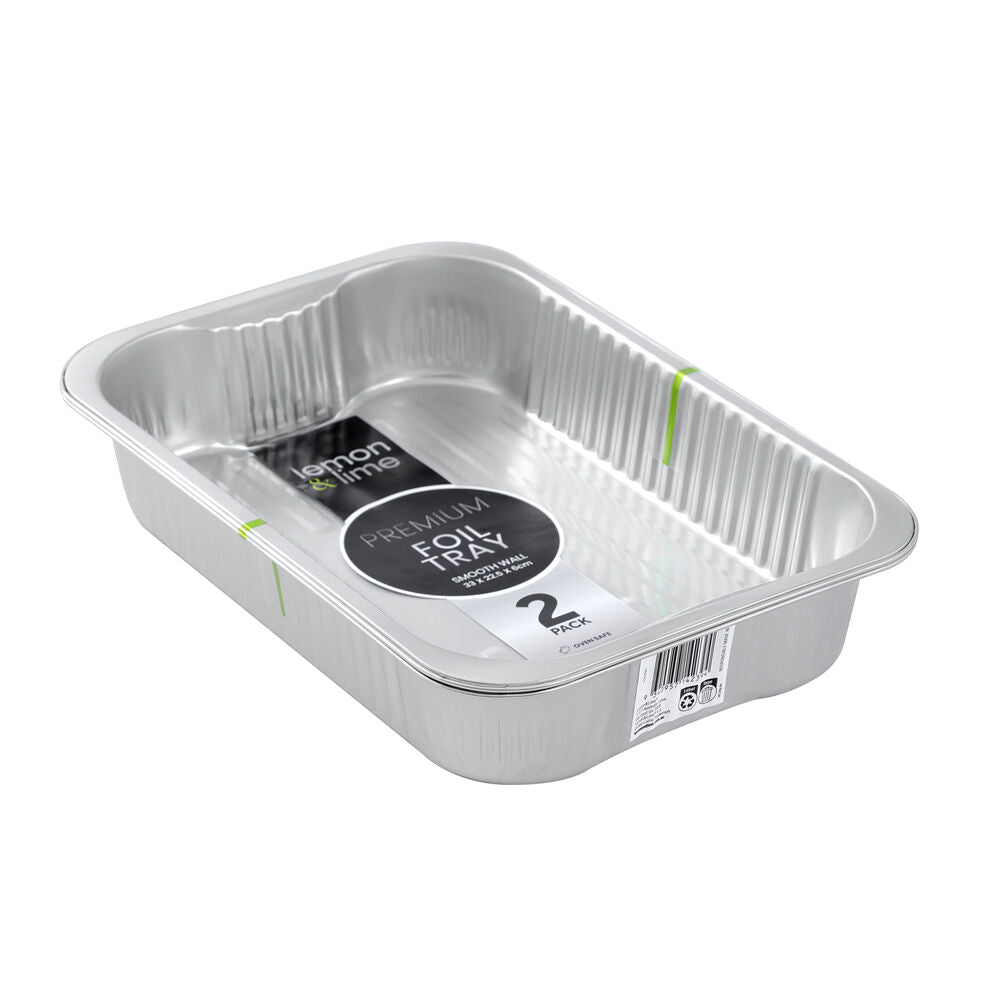 Lemon and Lime Lemon & Lime Premium Smooth Wall Foil Tray 31x24.5cm - Silver (2 Pieces)