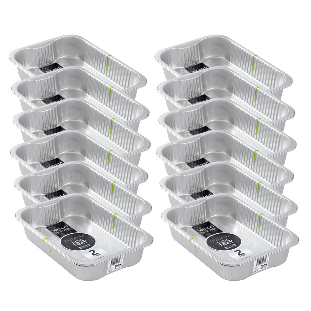 Lemon and Lime Premium Smooth Wall Foil Tray 31x24.5cm - Silver (24 Pieces)
