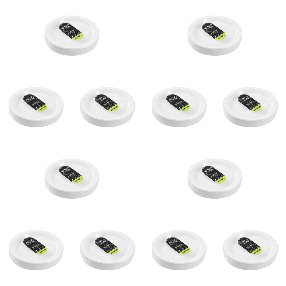 Lemon and Lime Reusable Plastic Serving Plate 22.5cm - White (300 Pieces)
