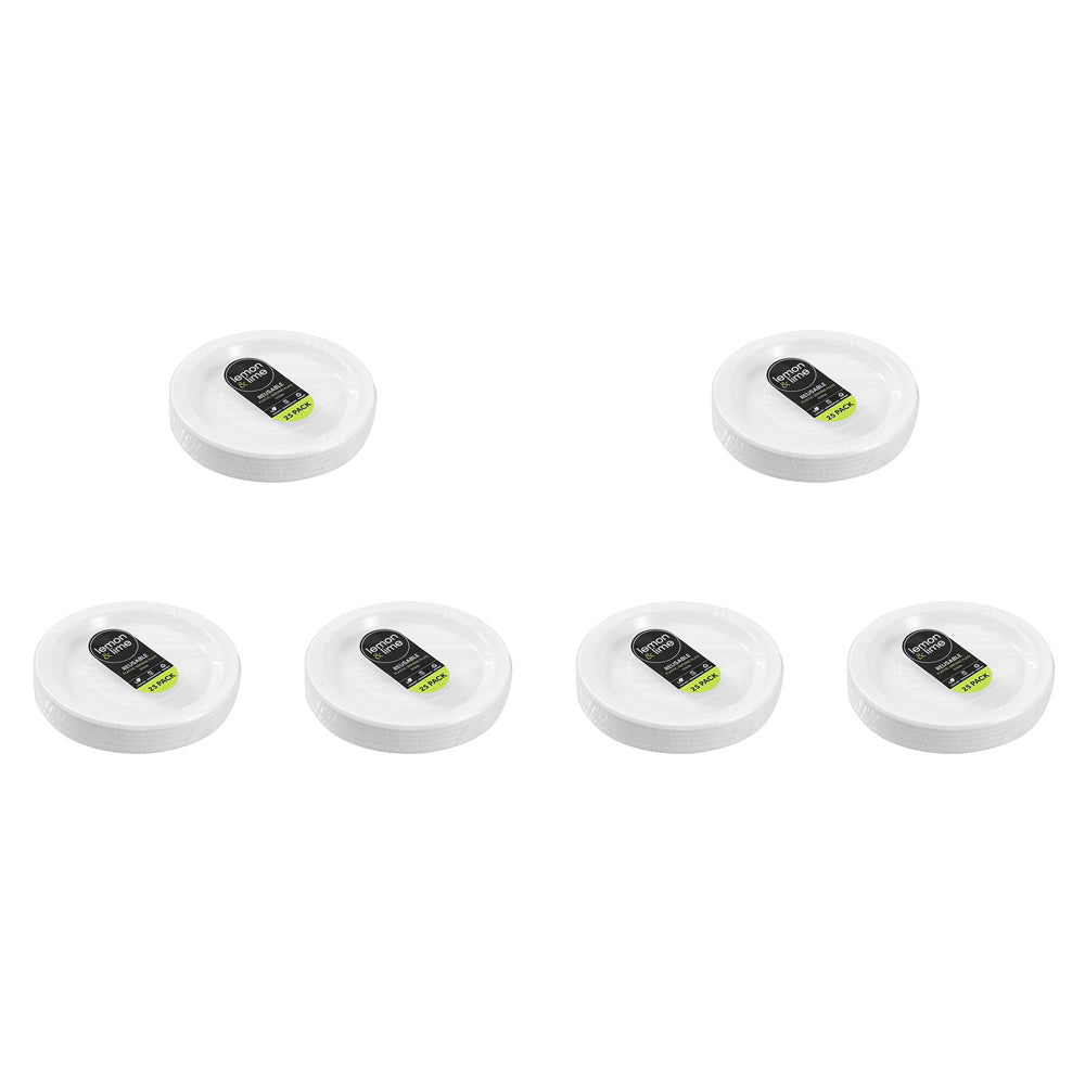 Lemon and Lime Reusable Plastic Serving Plate 22.5cm - White (150 Pieces)