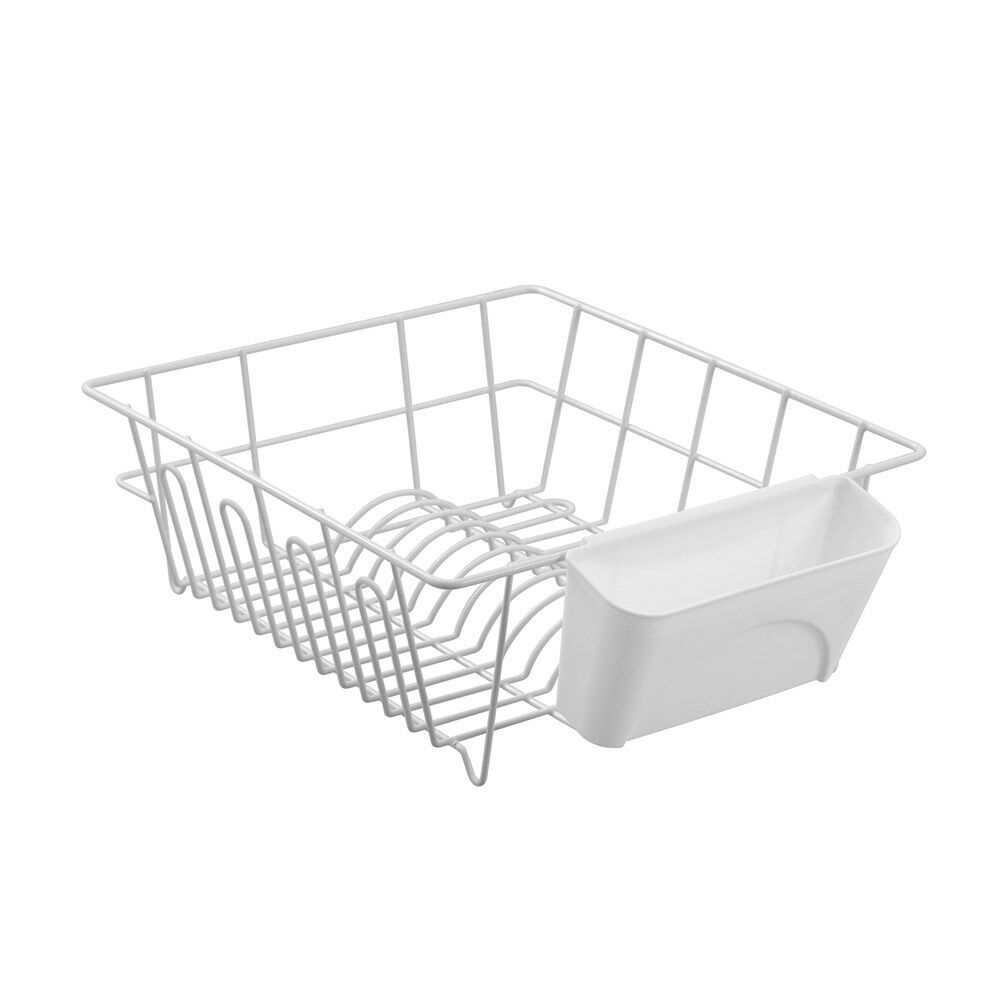 Boxsweden Lightweight Wire Dish Rack with Cutlery Holder 37x33x13.5cm White (2 Pack)