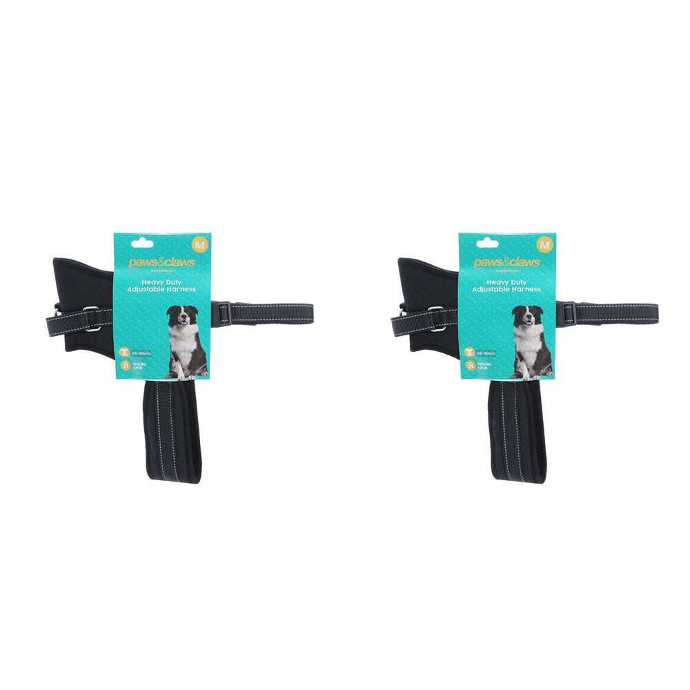 Paws and Claws Strong Secure Lock Soft Padded Pet Harness Medium 65-80cm (2 Pack)