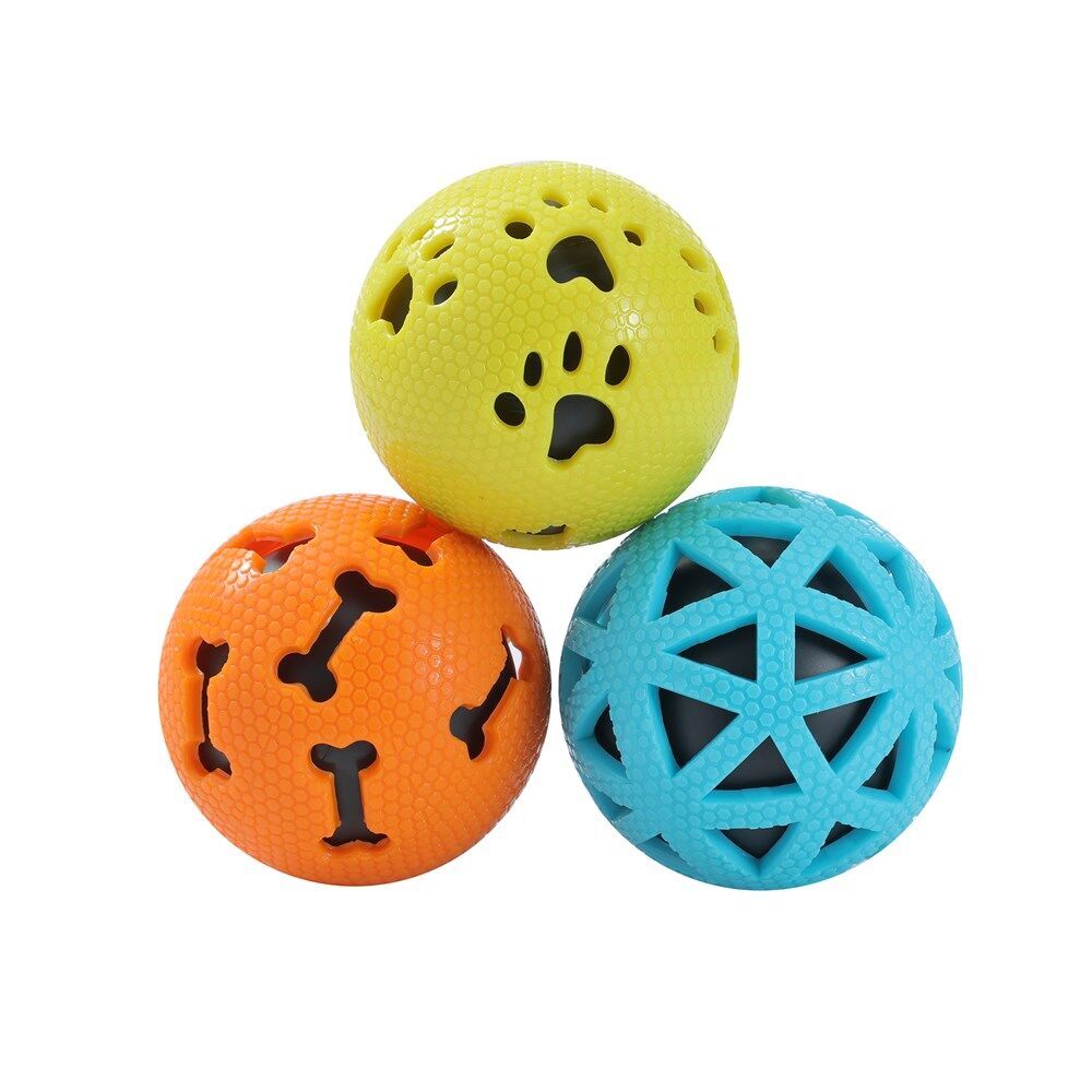 Paws and Claws 3pc Paws And Claws TPR Rubber Scented Beef Squeaky Dog Balls 7cm Assorted (4 Pack) — image 3