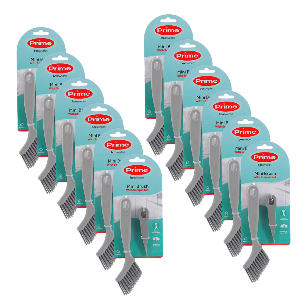Boxsweden 2pc Boxsweden Prime Essential Cleaning Brush and Scraper Set Mini Assorted (12 Pack)