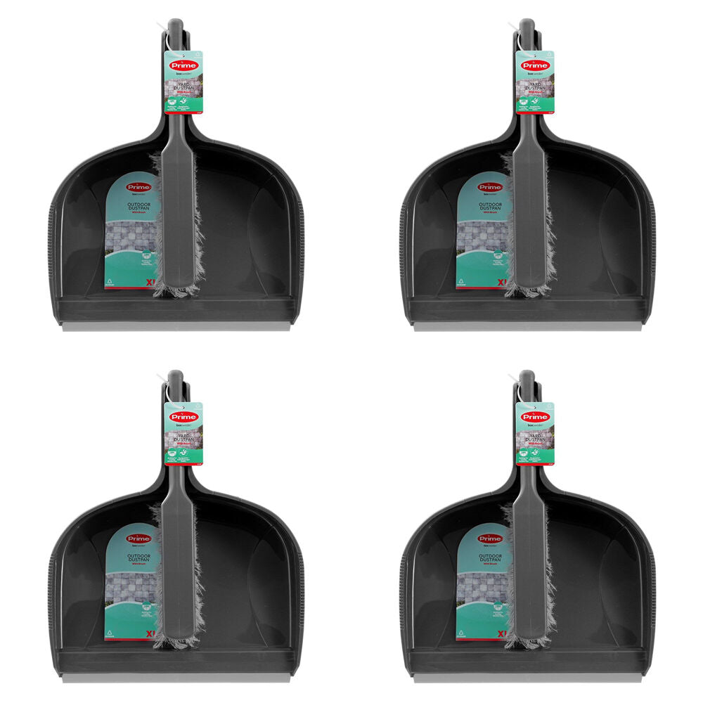 Boxsweden Prime Wide Yard Dustpan and Brush Set Extra Large Assorted (4 Pack)