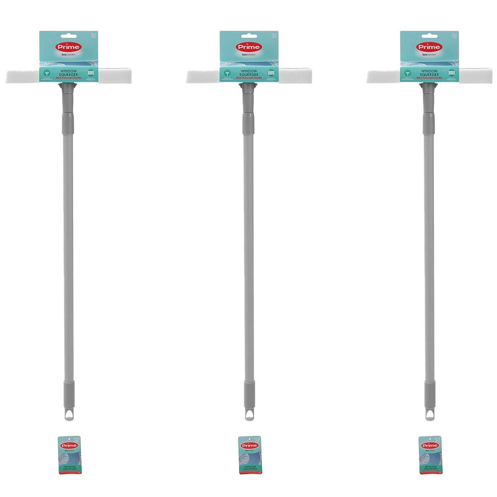 Boxsweden Prime Window Cleaning Squeegee w/ Sponge & Handle 1.3m/25cm Assrtd (3 Pack)