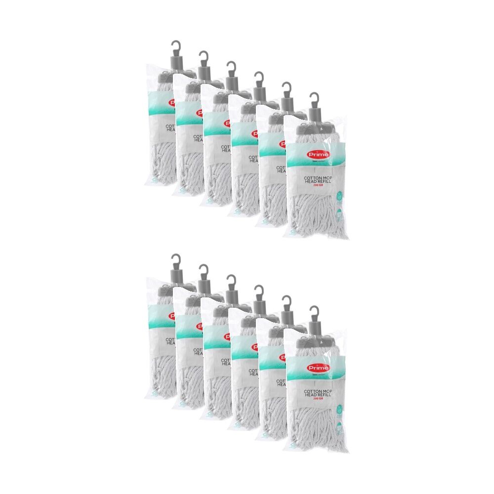 Boxsweden Prime Cotton Mop Refill 200GR Head for Cleaning Assorted (12 Pack)