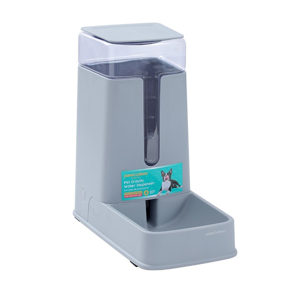 Paws and Claws 3.4L/28.5x16.5x31cm Clear Gravity Pet Fresh Water Dispenser