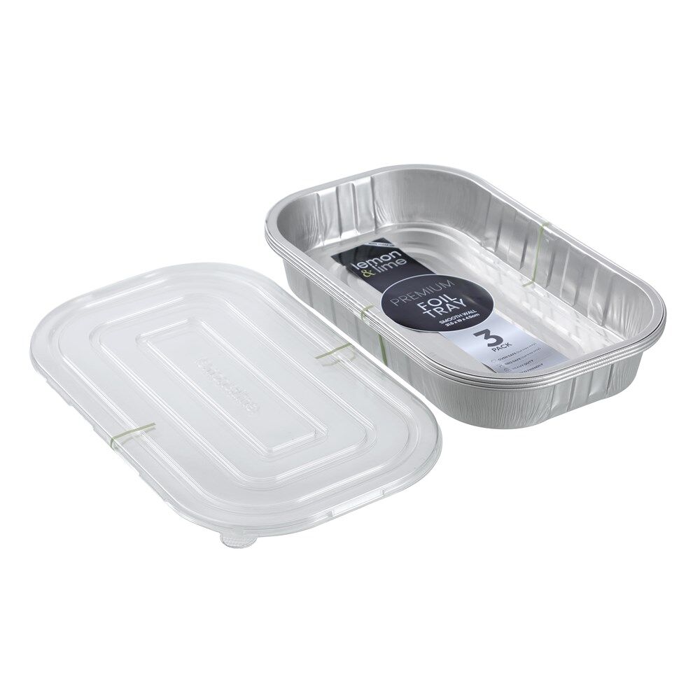 Lemon and Lime 3pc Lemon and Lime Premium Aluminium Foil Container w/ Clear Lids 31.5x19cm (12 Pack) — image 3