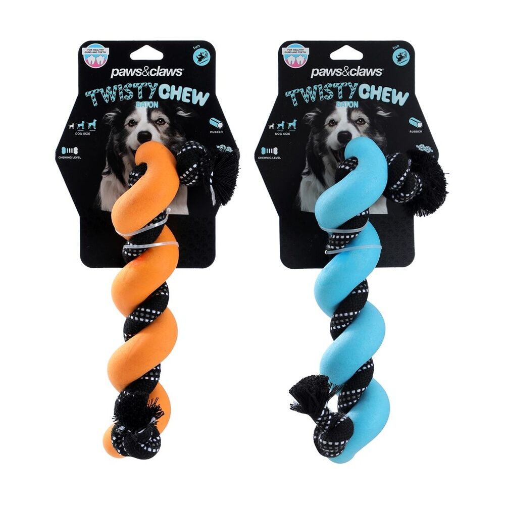 Paws and Claws Twisty Chew Baton Toy 27x5x5cm with Woven Rope Assorted — image 2