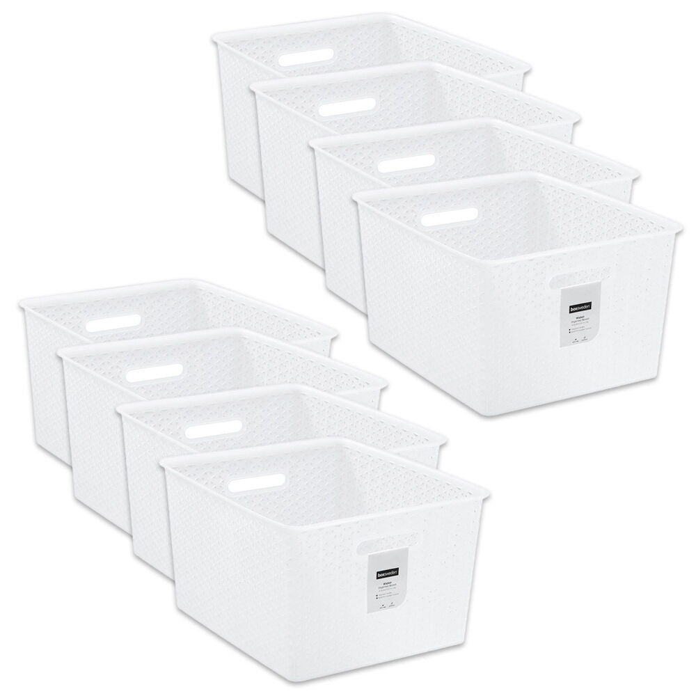 Boxsweden Wicker Frost Versatile Extra Large Durable Basket 35L White (8 Pack)