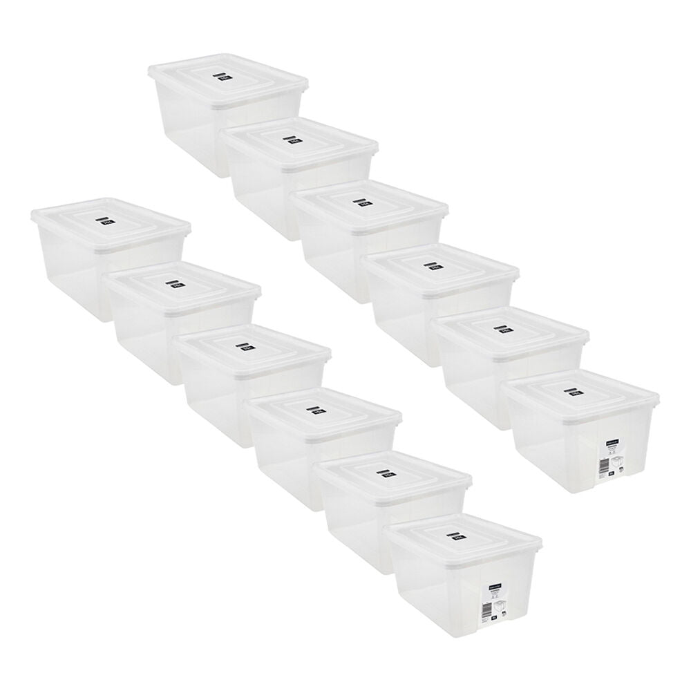 Boxsweden Essentials Heavy Duty Storage Organiser Box/Tub 15L/38x27cm Clear (12 Pack)