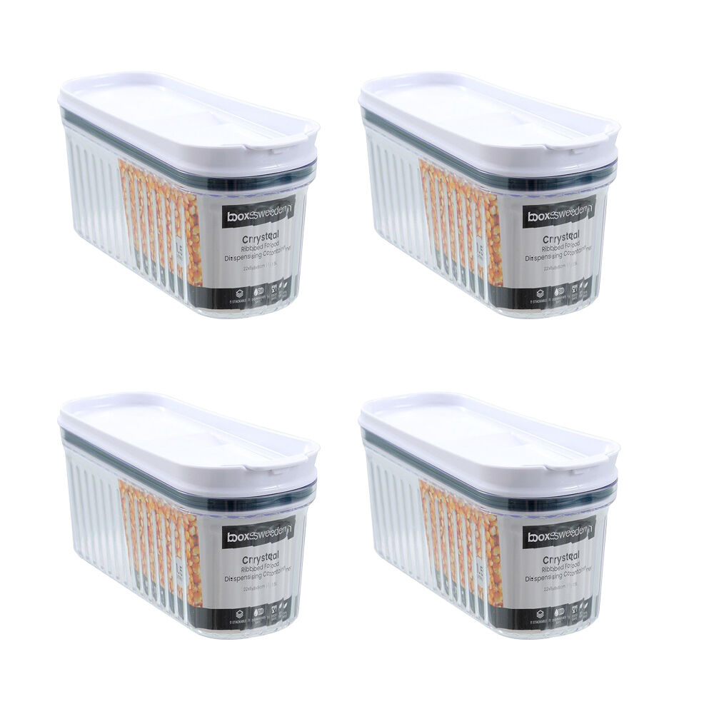 Lemon and Lime Crystal Ribbed Food Dispensing Container 1.5L/22x8x8cm Assrtd (4 Pack)