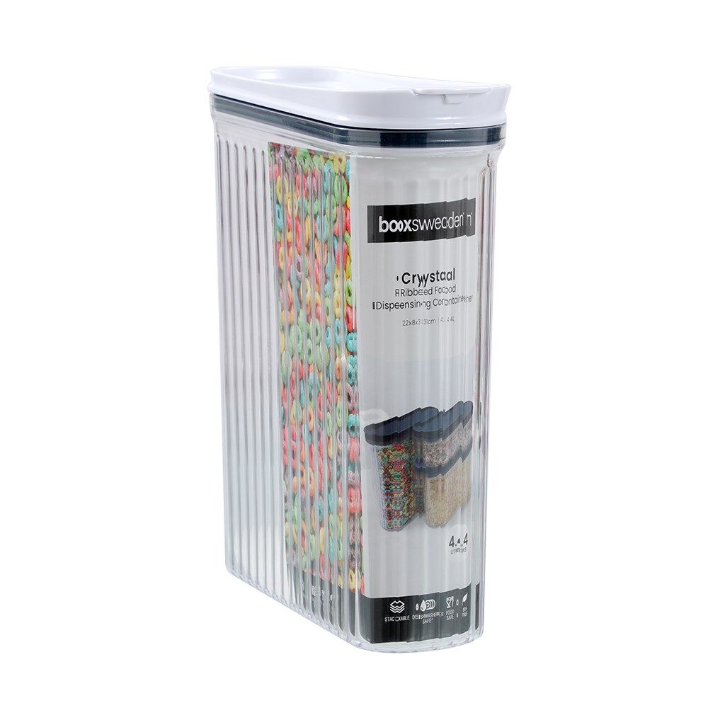 Lemon and Lime 4.4L/22x8x31cm Crystal Ribbed Food Dispensing Container Assorted