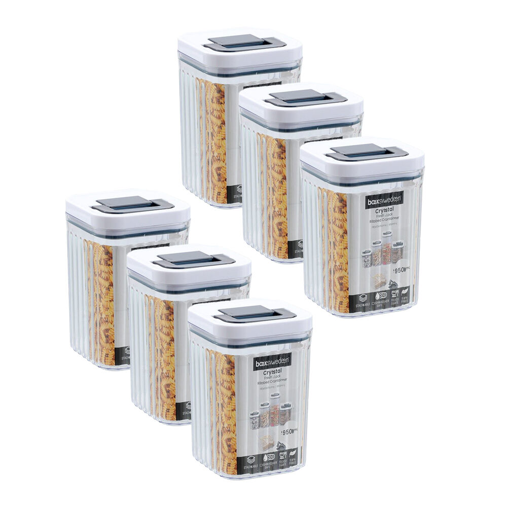 Lemon and Lime Crystal Ribbed Food Storage Container 950mL/15cm Assorted (6 Pack)