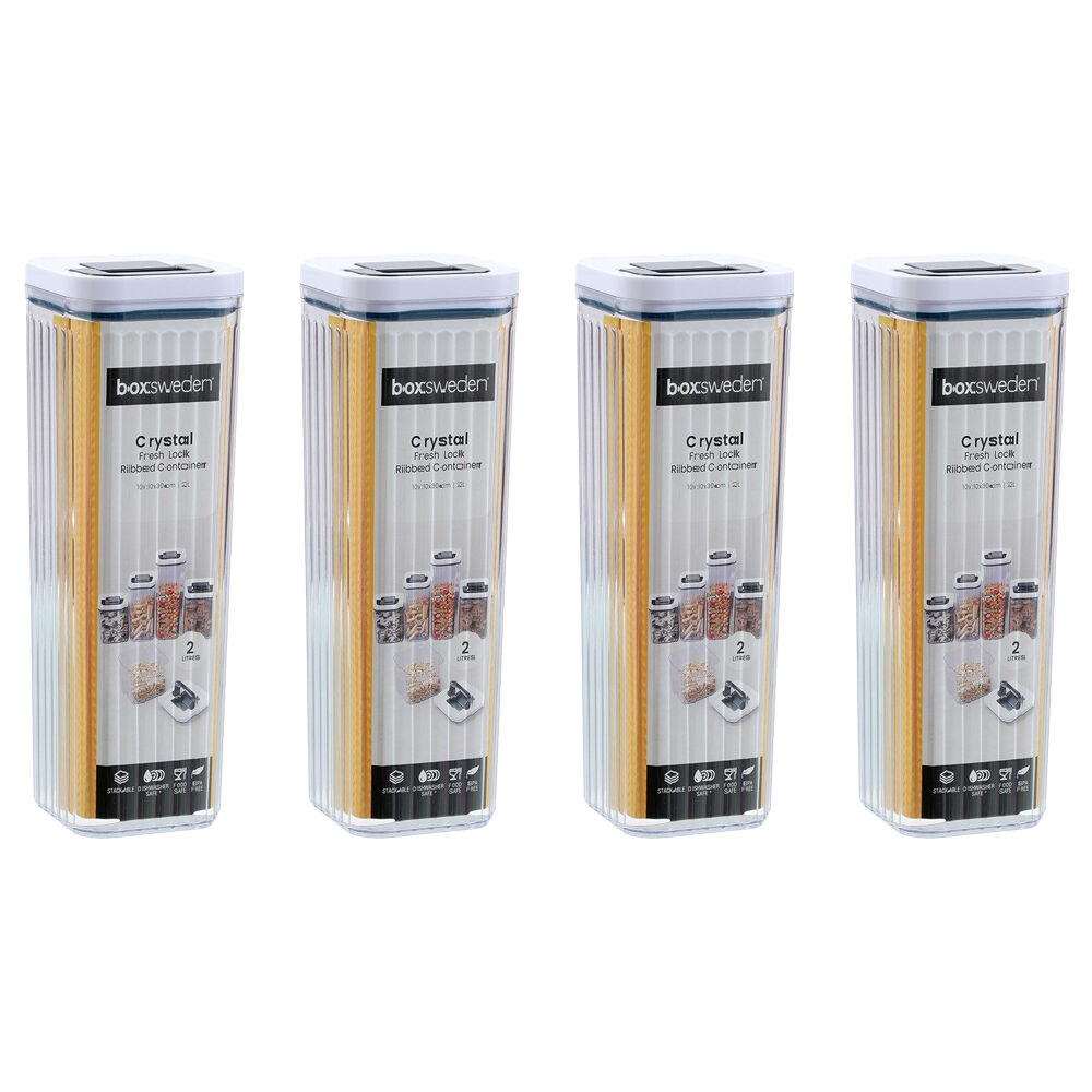 Lemon and Lime Crystal Ribbed Food Storage Container 2L/30cm Assorted (4 Pack)