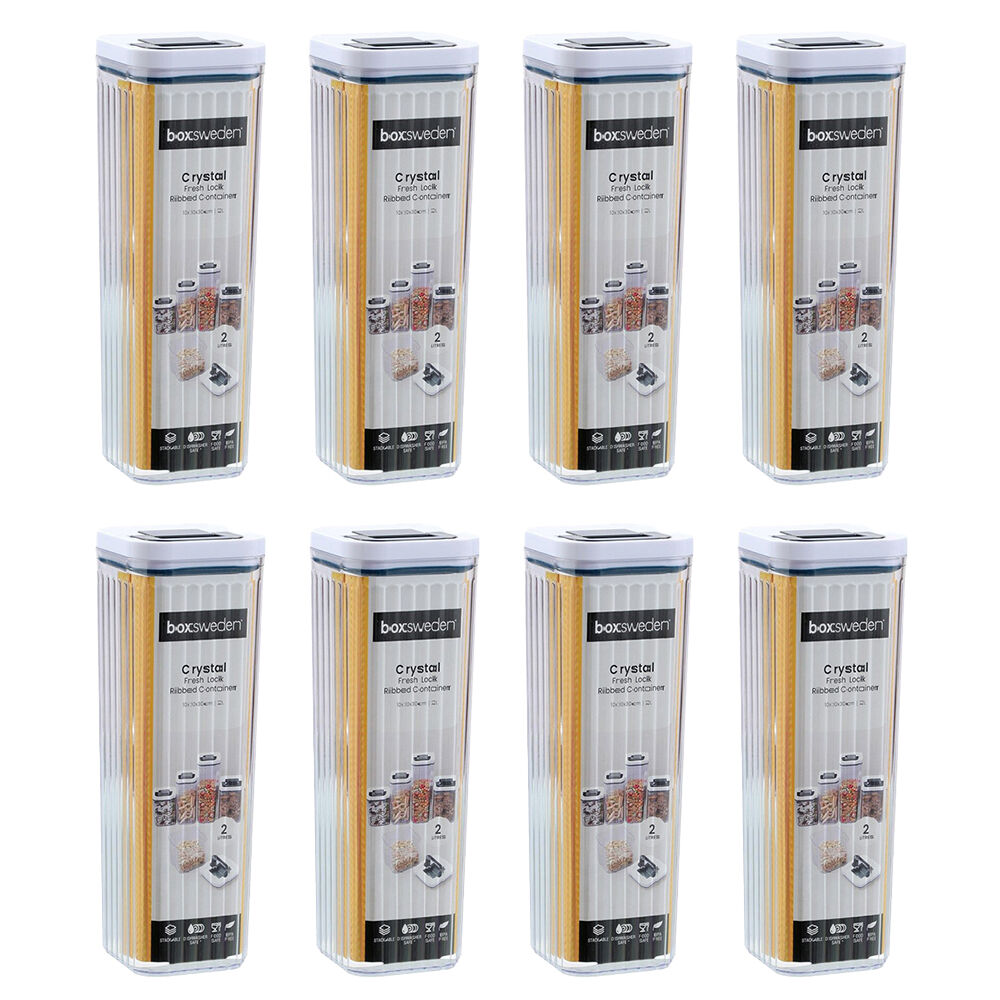 Lemon and Lime Crystal Ribbed Food Storage Container 2L/30cm Assorted (8 Pack)