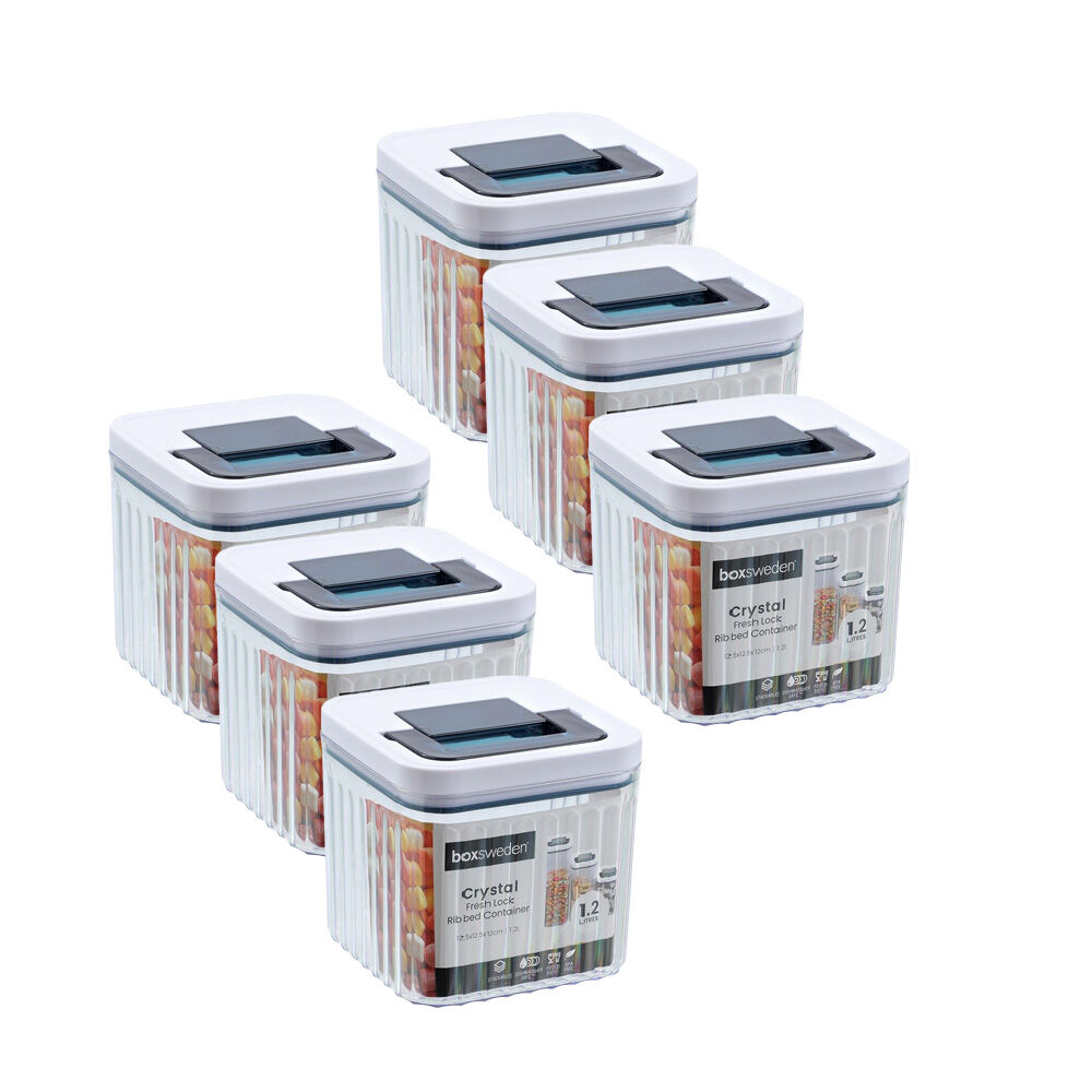 Lemon and Lime Crystal Ribbed Food Storage Container 1.2L/12cm Assorted (6 Pack)