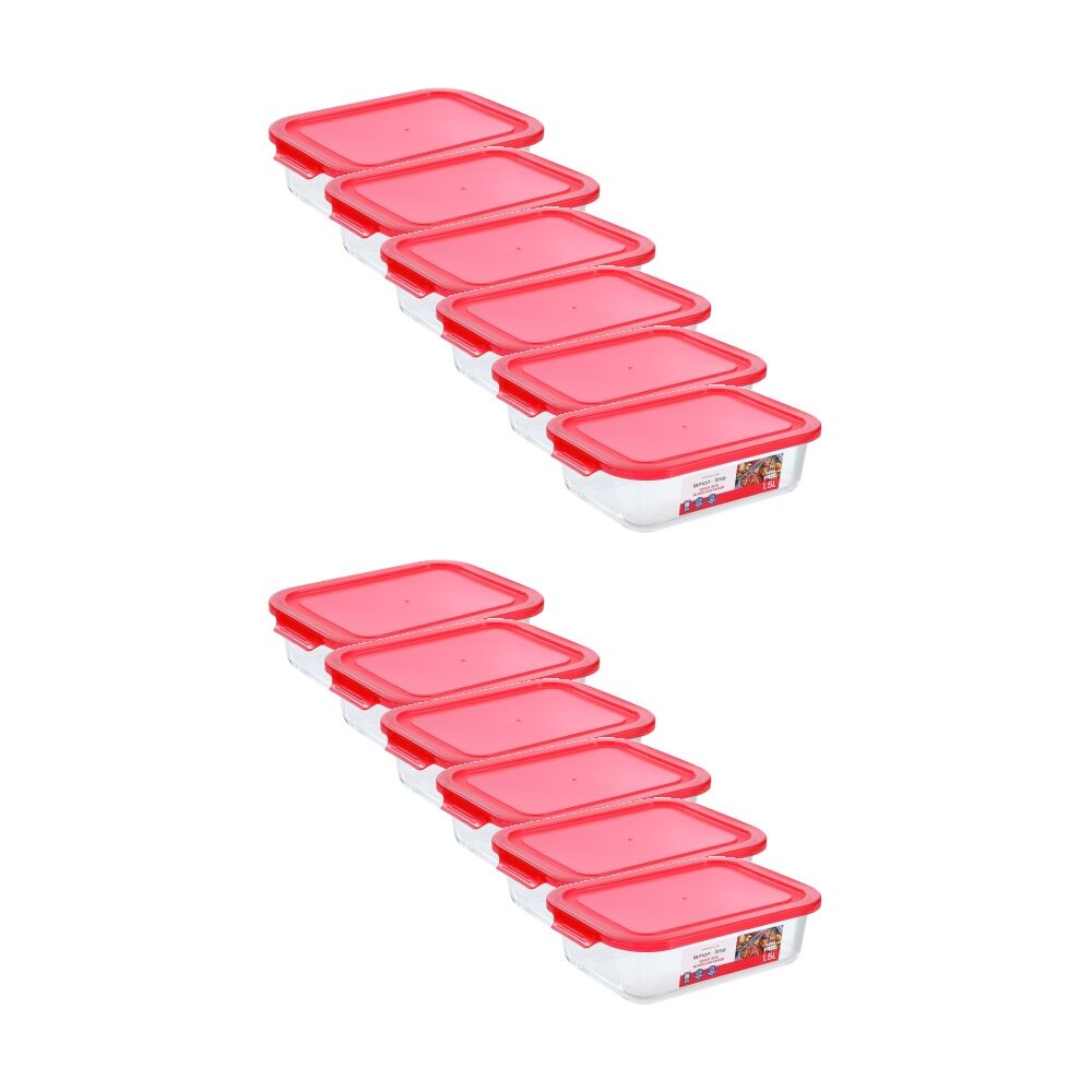 Lemon and Lime Yorkshire Glass Rectangle Quick Seal Container 1.5L (12 Pack)